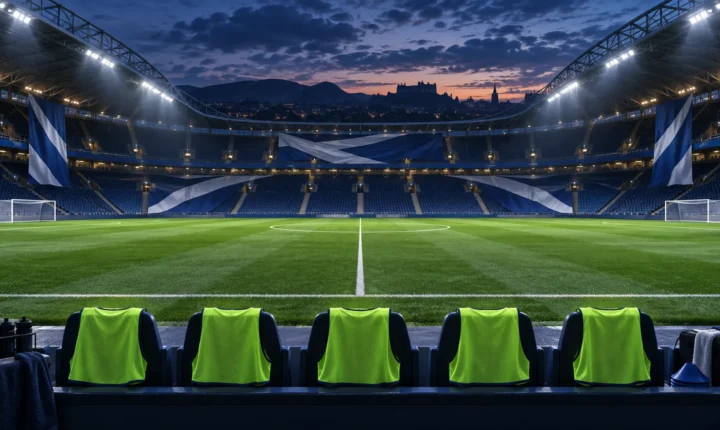 Scottish football stadium with five squad places