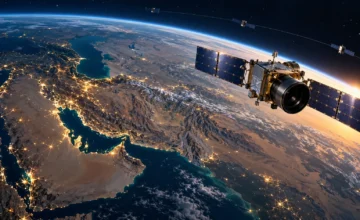 Earth observation satellite above Iran and the Middle East